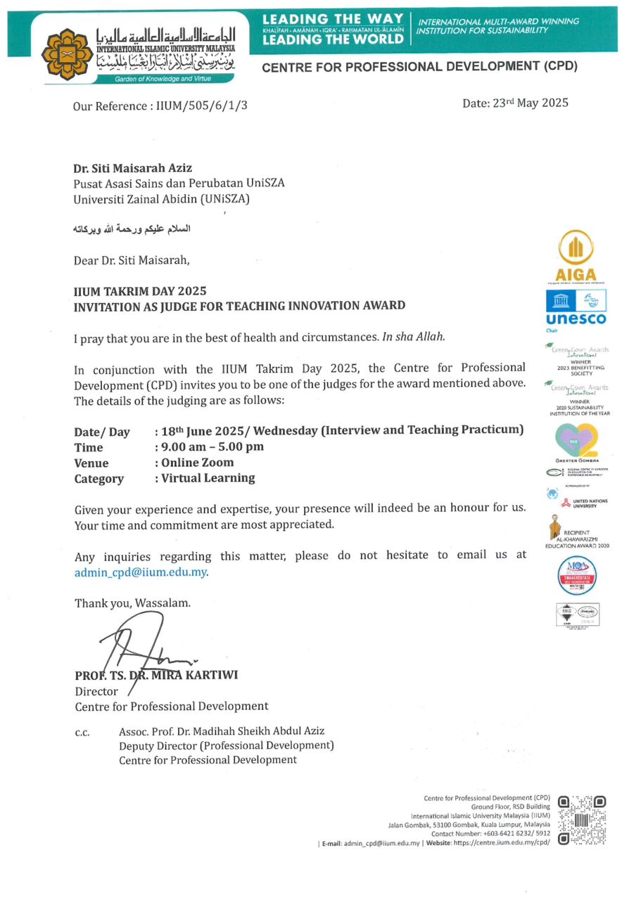 JURI FOR TEching innovation award iium 2025
